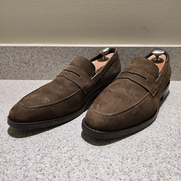 Johnston & Murphy 20-4932 Brown Suede Penny Loafers - Picture 3 of 8